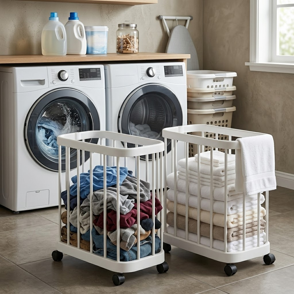 Rolling Laundry and Equipment Storage Basket