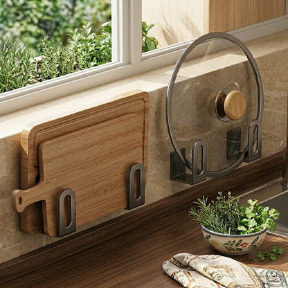 Premium Wall-Mounted Pot Lid and Cutting Board Rack